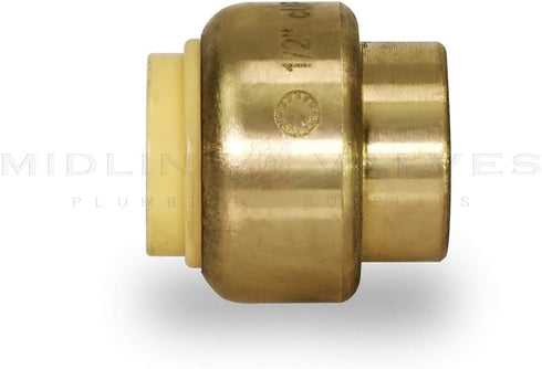 UPSE12 Plug End Cap Pipe Fitting, 1/2 Inch, Brass for Pex Copper, CPVC