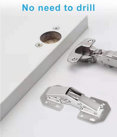 4-Pack Hidden Hinges for Cabinet Doors, Concealed Surface Mount Hinges for Frameless Cabinets