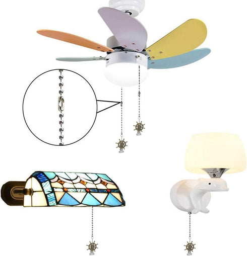 12 Inch Ceiling Fan Pull Chain Extender, Rudder Wheel Pendant Pull Chain Extension, Ceiling Fan Chain Ornament