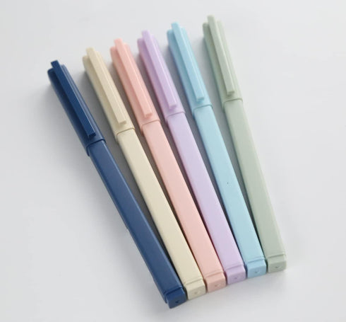New Solid Color Gel Ink Pens, 0.5mm Point Square Body Gel Pen for Writing Signature, Pack of 6pcs