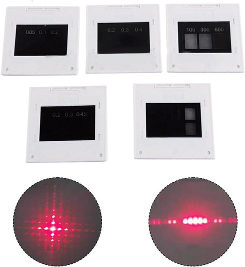 Drawup Set Interference Diffraction Grating with Circular Single and Double Slit Patterns, Multiple Line Mesh