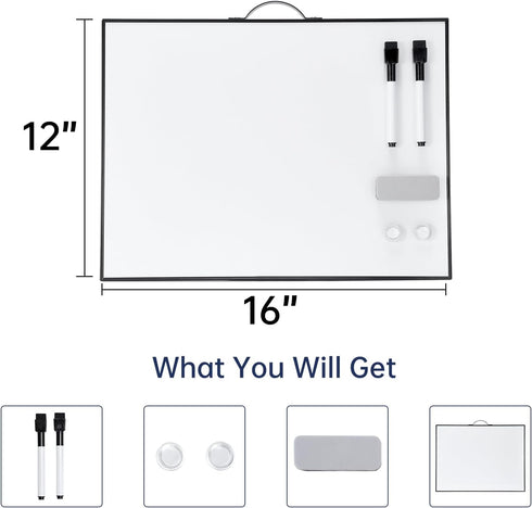 TSJ OFFICE Small White Board - 12 X 16 Inches Portable Aluminum Frame Magnetic Dry Erase Board with Holder, to Do List Notepad for Office, Home, School by TSJ OFFICE