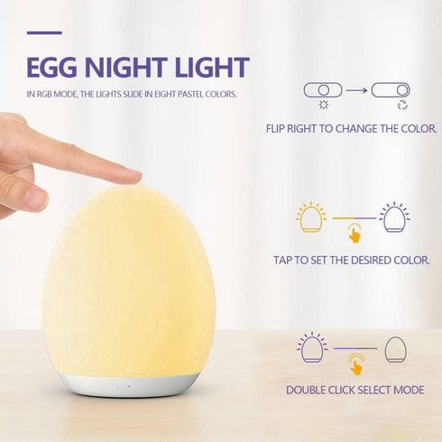 Nyutcwe USB Night Light, Smart Bedside Table Lamp Touch Control RGB Color Changing for Kids