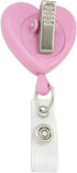 Thin Blue Line American Flag Heart Lanyard, Retractable Reel Badge ID Card Holder - Pink