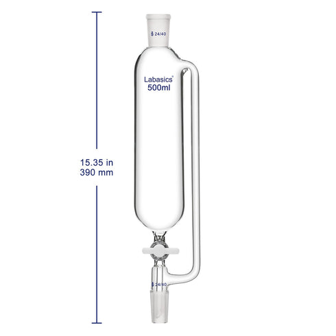 500 ml Pressure Equalizing Addition Funnel, Borosilicate Glass with PTFE Stopcock