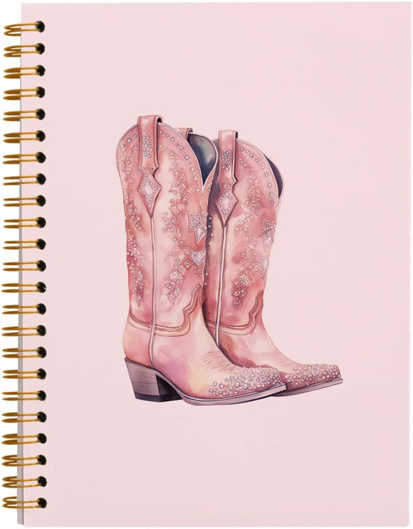 Pink Notebook, Cowgirl Western Preppy Journal, Trendy Hardcover Spiral Notebook for Teen Girls, 5.5x8.3