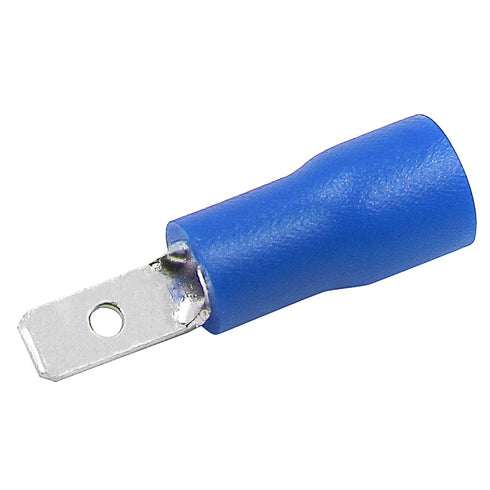 Baomain 0.11" Insulated Spade Connectors, 16-14 AWG Quick Disconnect Electrical Wire Connectors, Blue (200-Pack)