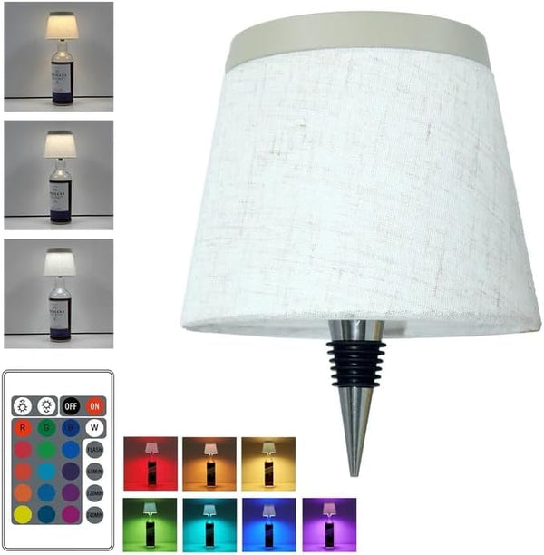 Wireless Bottle Lamp,Small Bedside Table Lamp,RGB LED Bottle Light with Remote Dimmable(RGB
