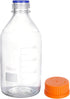 4 Pieces 1000 mL Graduated Round Glass Bottles with GL45 Orange Polypropylene Screw Cap for Media/Storage