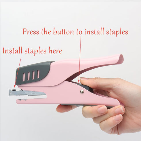 NatSumeBasics Plier Effortless Stapler & 1000 Rose Gold Staples, 45 Sheet Capacity, Heavy Duty Manual