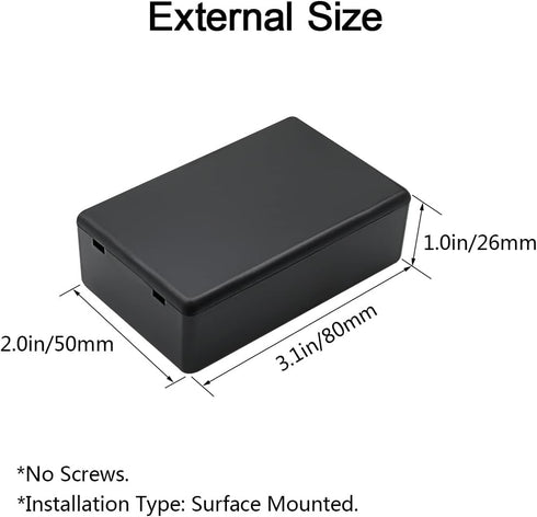 LeMotech 5 Pieces Plastic Project Box ES Junction Case for Electronic Project, Black 3.15 x 1.97 x 1.02 inch (80 x 50x 26 mm) by LeMotech