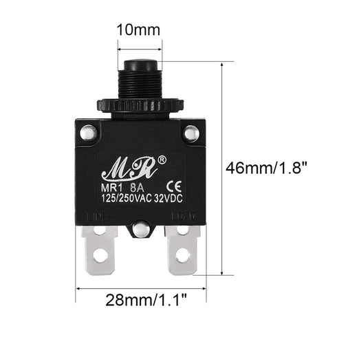 uxcell 5Pcs Thermal Overload Protector 8A AC 125/250V Push Button Reset Circuit Breaker