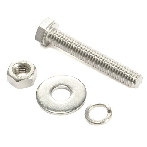 3/8-16 x 3 Hex Head Bolts with Hex Nuts and Washers, Fully Threaded Stainless Steel, 4 Sets