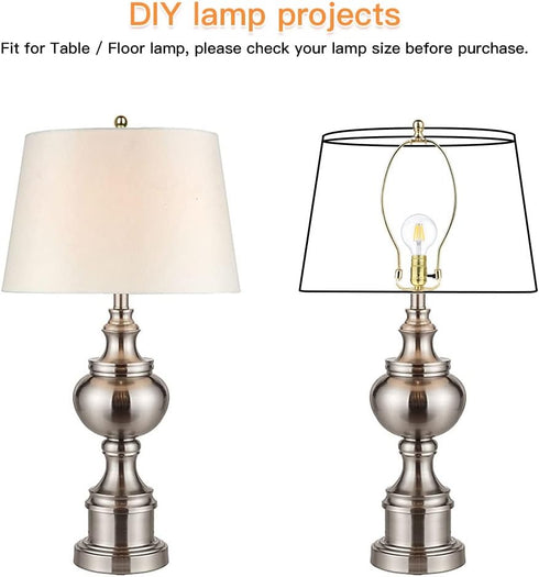 10 Inch Lamp Harp, 2 Set Gold Lamp Shade Holder with Finial, DIY Detachable Replacement Adapter for Table/Floor Lamps