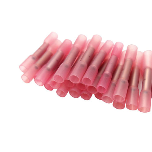ESUPPORT 50Pack Red Heat Shrink Butt Wire Electrical Crimp Terminal Connector 18-22 AWG