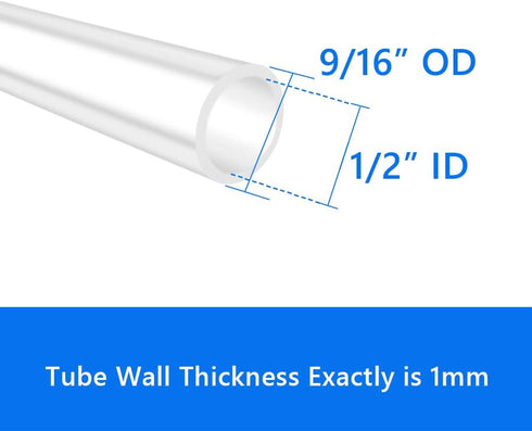 1/2" 9/16" (26.25 Quickun Silicone Tubing, ID x OD Food Grade Tubing High Temp Pure Flexible Silicone Hose Line Tube