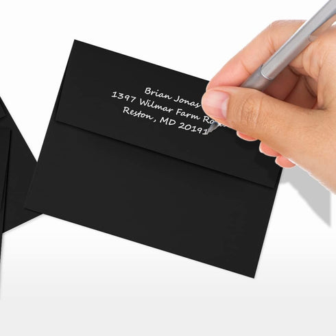 LUXPaper A2 Invitation Envelopes | Peel & Press | 4 3/8" x 5 3/4" | Midnight Black | 80lb. Text | 50 Qty
