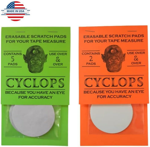 CYCLOPS Erasable Scratch Pads for Tape Measure, Construction, Woodworking Tool - 5 Pads - Write Measurements & Notes - Great Stocking Stuffer, Gift for Men & Women