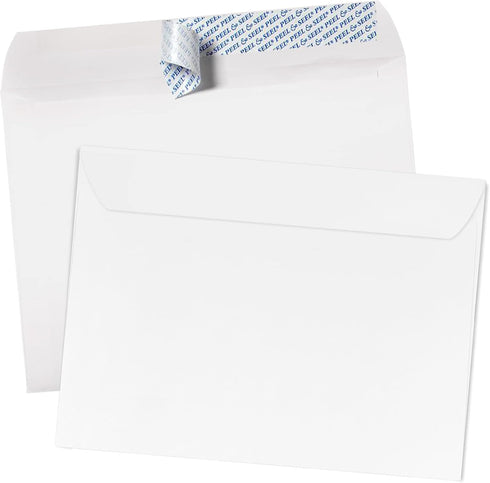 LUXPaper 9 x 12 Booklet Envelopes | White | 28lb. Text | Peel & Press | 50 Qty