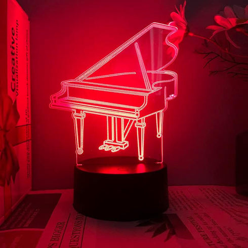 Jinnwell 3D 16 Piano Night Light Lamp Illusion Color Changing Table Desk Decoration Lamps Acrylic Flat ABS Base USB