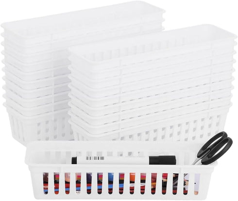Lnrueg 20 PCS Classroom Storage Baskets - 10.2 x 3.1 x 2.4 inches, Durable Plastic Pencil Organizers for Home School
