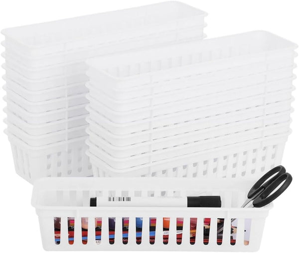 Lnrueg 20 PCS Classroom Storage Baskets - 10.2 x 3.1 x 2.4 inches, Durable Plastic Pencil Organizers for Home School