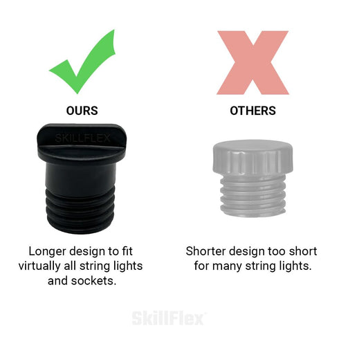 Skillflex (5) Light Socket Safety Cap Plugs for String Lights, Covers for Recessed and Standard Light Sockets
