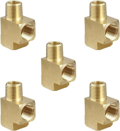 3/8" Male x 3/8" Female x 3/8" Female NPT Brass Street Tee, (5 Pack)