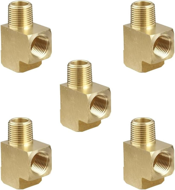 3/8" Male x 3/8" Female x 3/8" Female NPT Brass Street Tee, (5 Pack)