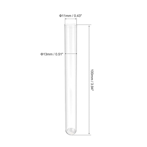 uxcell 10Pcs PS Plastic Test Tubes with Cork Stoppers, Round Base, 13x100mm, Storage Container for Scientific Experiments Sample Display Decorations