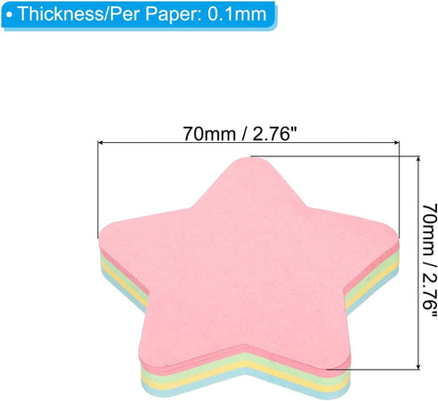 PATIKIL 2.7 x 2.7 Inch Star Shape Sticky Notes, 12 Pads Cute Self-Stick Memo Pads Bright Colorful 100 Sheets/Pad for Home Office, 4 Colors