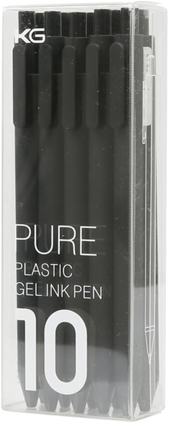 Kaco Pure Black Retractable Gel Ink Pen, 0.5mm Extra Fine Point, Pack of 10