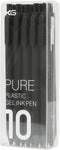 Kaco Pure Black Retractable Gel Ink Pen, 0.5mm Extra Fine Point, Pack of 10