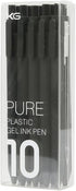Kaco Pure Black Retractable Gel Ink Pen, 0.5mm Extra Fine Point, Pack of 10