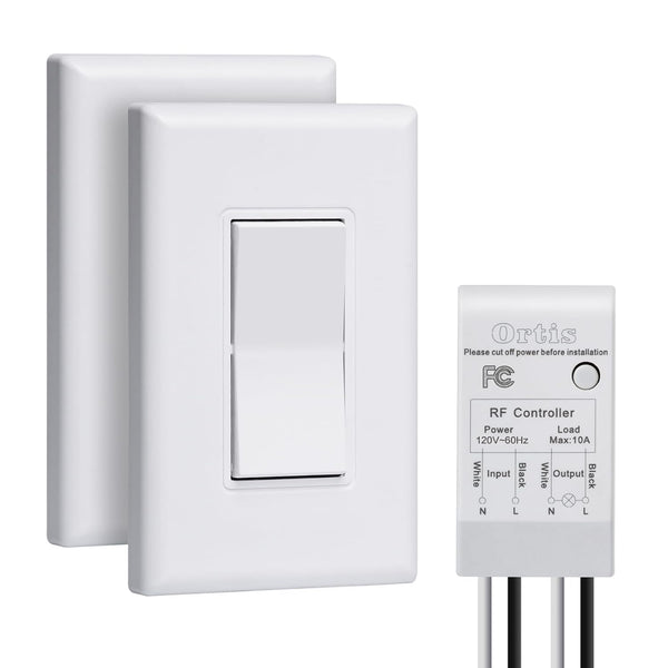 Wireless Light Switch and Receiver Kit, Ortis 300ft RF Range Wireless Wall