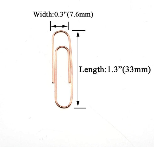 HAHIYO Paper Clips - Sturdy 1.3 inches Length, 180 Pack Heavy Duty Rust Proof Reusable Metal Bright Rose Gold