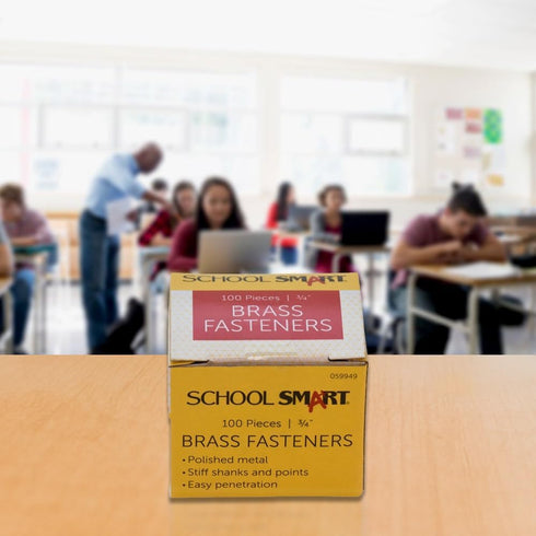 School Smart Brass Plated Fasteners, 3/4 inch, Box of 100 (059949), Maroon