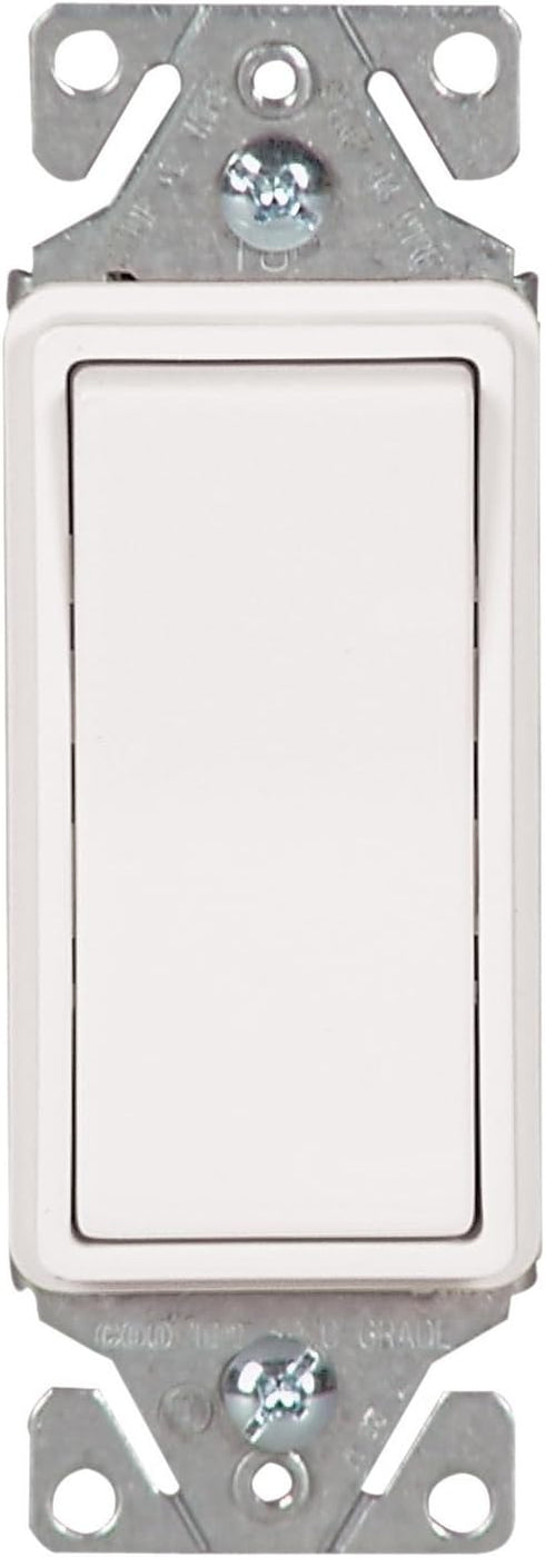 Eaton 7511W 15 Amp 120/277V Heavy-Duty Grade Single-Pole Decorator Lighted Switch with Back & Push Wire, White by Eaton