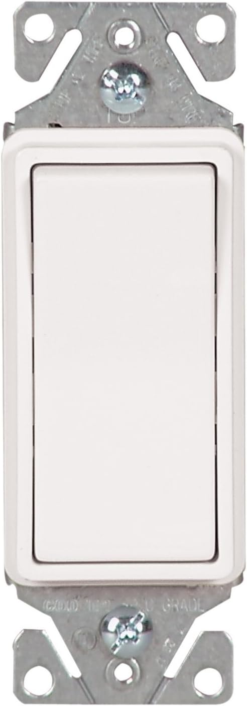 Eaton 7511W 15 Amp 120/277V Heavy-Duty Grade Single-Pole Decorator Lighted Switch with Back & Push Wire, White by Eaton