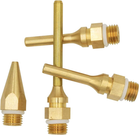 Mesee 4pcs Hot Melt Glue Gun Nozzle Set for 11mm Thread Power Tools, Long Short Small-bore Large Diameter Copper Nozzle