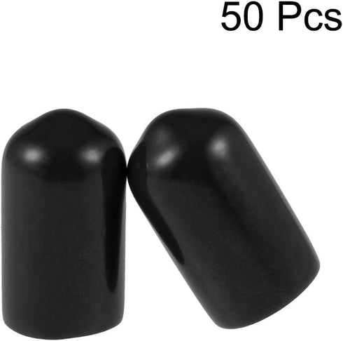 uxcell 50pcs Rubber End Caps, 7.5mm ID Vinyl Round Tube Bolt Cap Cover, Black, 0.3 inch