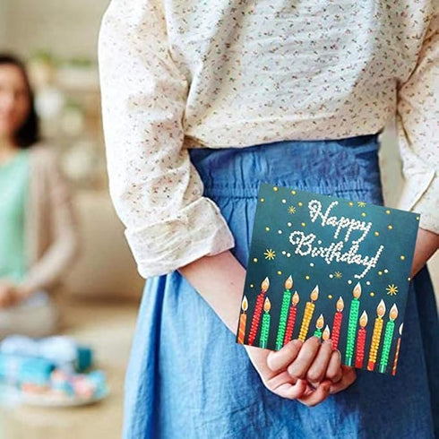 Queen.Y 12 Pack Birthday Cards Diamond Painting Kits,Greeting Cards Thank You Cards DIY Diamond Painting Greeting Cards