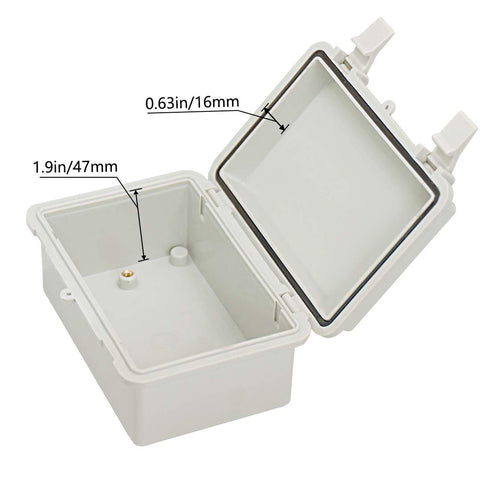 Zulkit IP65 Waterproof ABS Plastic Electrical Box - Hinged Shell with 2 Cable Glands, 5.9 x 3.9 x 2.8 inch.