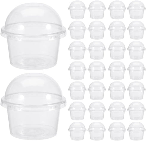 200pcs Disposable Dessert Cups: Clear Plastic Cups with No Holes Dome Lids