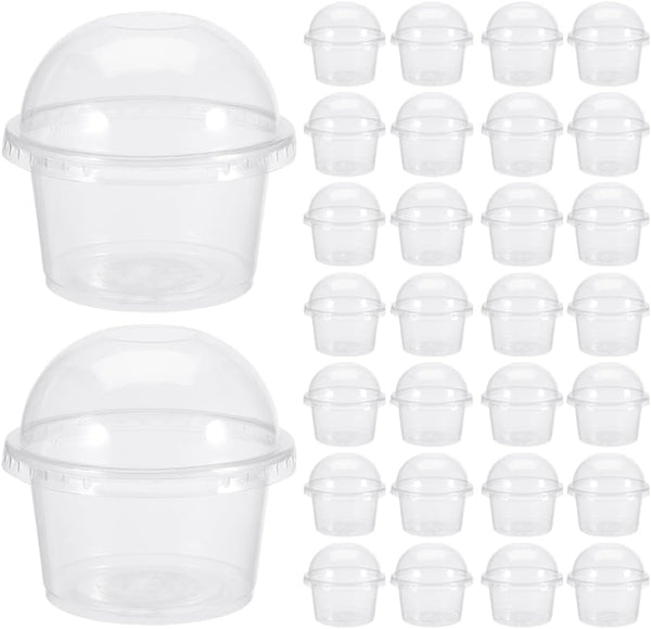 200pcs Disposable Dessert Cups: Clear Plastic Cups with No Holes Dome Lids