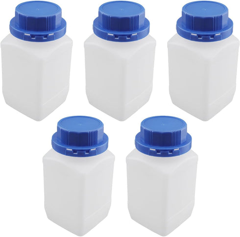 Othmro 5pcs 500ml/16.9oz Plastic Lab Chemical Reagent Bottles, Square Wide Mouth Liquid/Solid Sample Storage with Blue