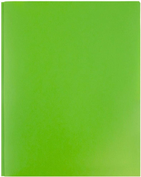 JAM PAPER Plastic 2 Pocket School POP Folders with Metal Prongs Fastener Clasps, Lime Green, 3/Pack