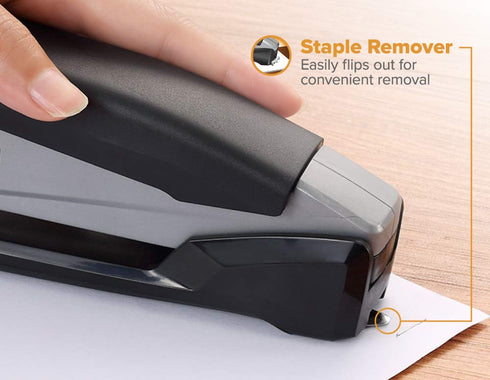Bostitch Office Executive 3 in 1 Stapler, Includes 21 Staples, Integrated Staple Remover, Black/Gray (INP2)