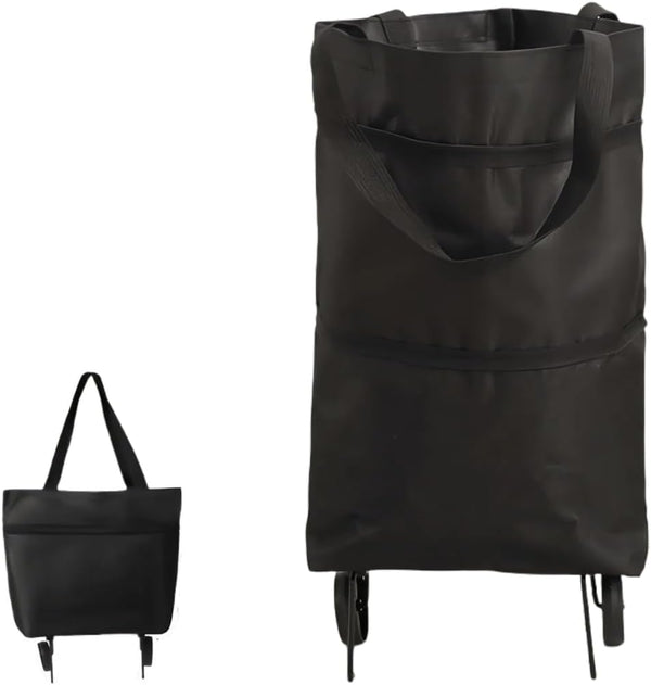 Barbunos Coniglio Portable Shopping Bag with Auxiliary Wheels Foldable Grocery Big Tote Handbag Large