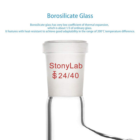 StonyLab 3 Way Distilling Adapter with 24/40 Joints for Distillation Apparatus